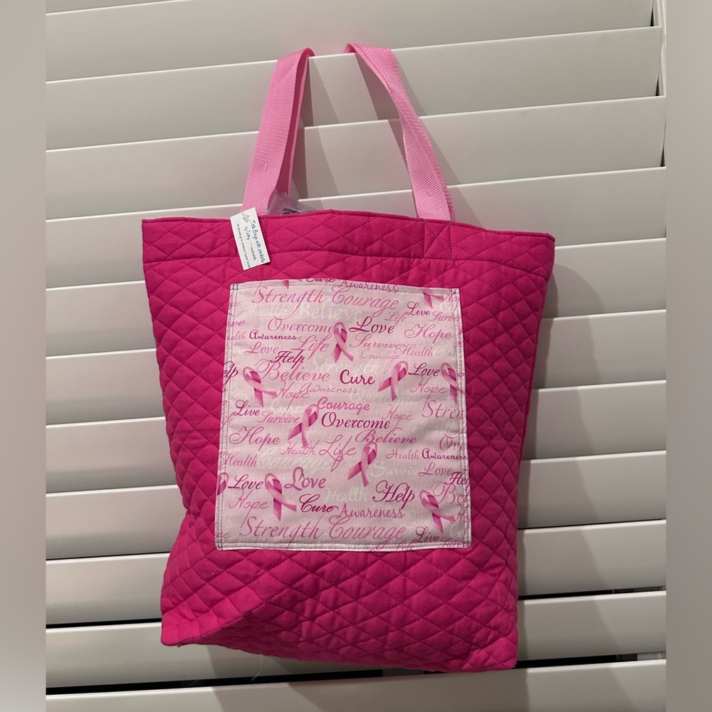 Brand new with tag handmade breast cancer survivor pink tote bag.